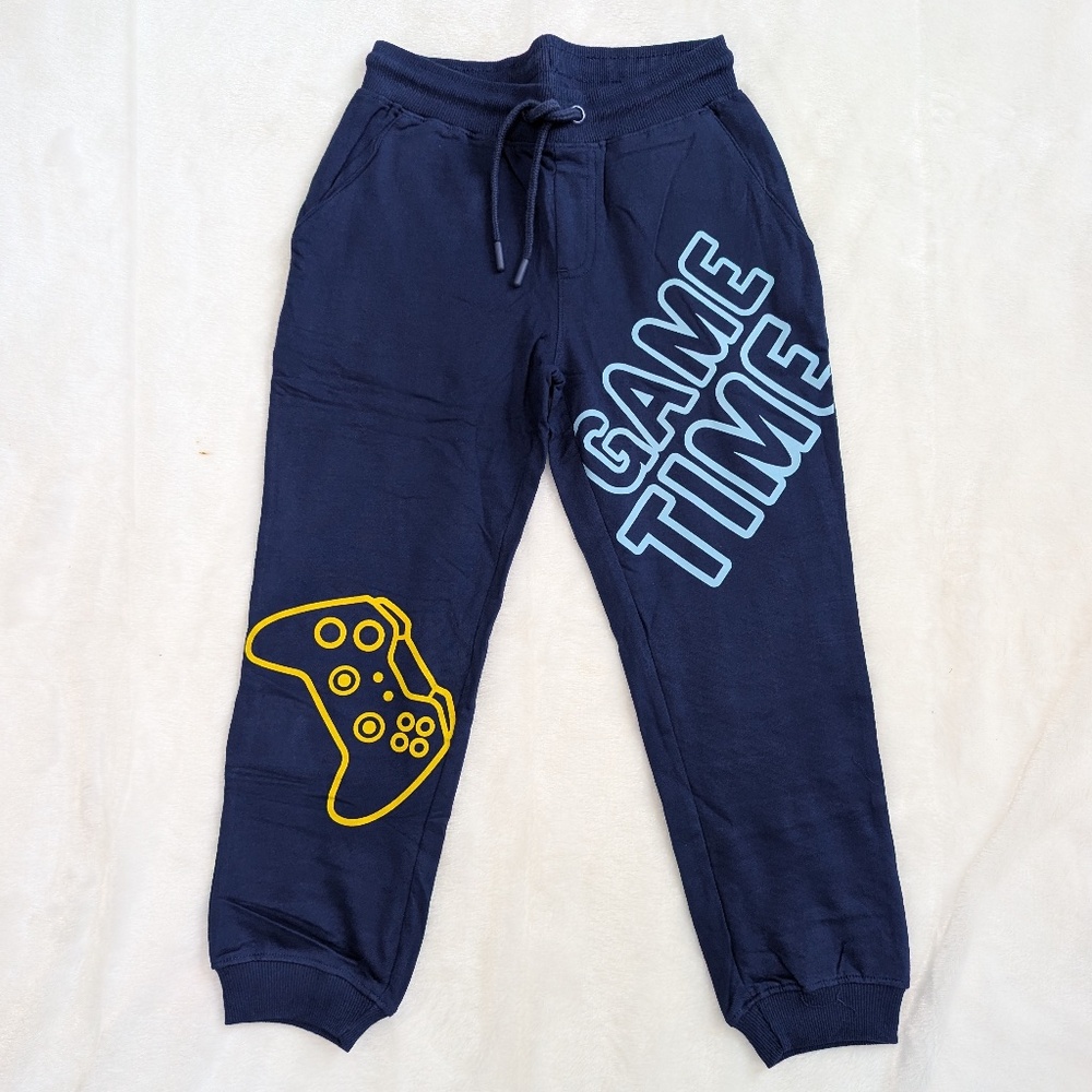 Boys’ Game Time Joggers – Navy Blue Gaming Print Pants 5T, 7/8, 8/9